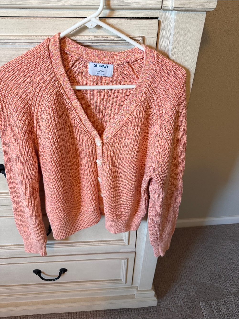 Old Navy Coral Knit V-Neck Button Cardigan